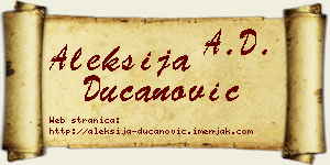 Aleksija Ducanović vizit kartica